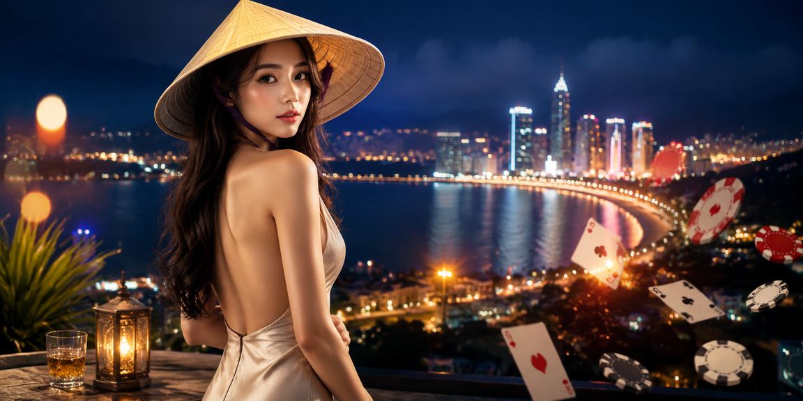 Người chơi bài trực tuyến mang nét văn hóa Việt Nam tại Đà Nẵng với nón lá truyền thống